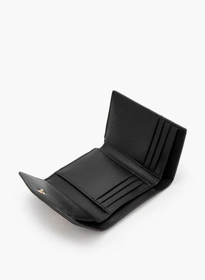Elle BLACK Textured Tri-Fold Wallet With Button Closure for Women | Best Price UAE