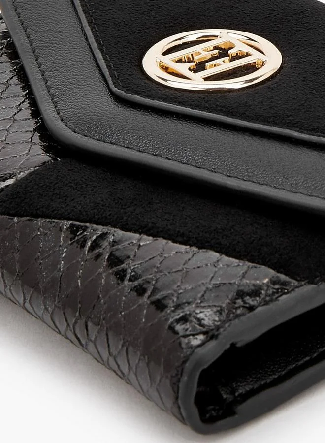 Elle BLACK Textured Tri-Fold Wallet With Button Closure for Women | Best Price UAE