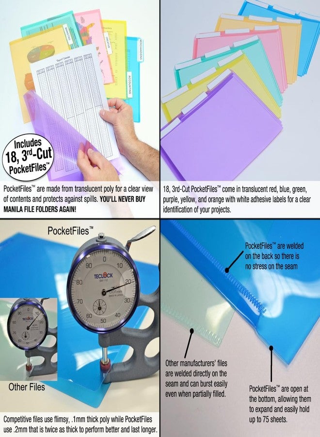 Ultimate Office StationMate Desktop Organizer (Includes 18, 3rd-Cut PocketFiles). Complete Project Manager and File Sorter for The Office or Home with an Incline Design Puts All Files in Clear View - Image 4