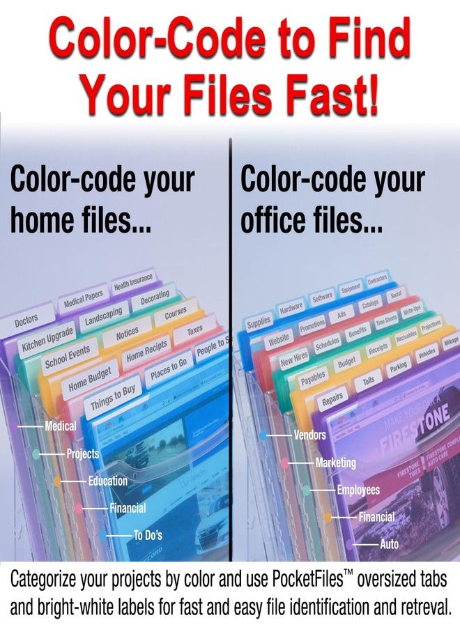 Ultimate Office StationMate Desktop Organizer (Includes 18, 3rd-Cut PocketFiles). Complete Project Manager and File Sorter for The Office or Home with an Incline Design Puts All Files in Clear View - Image 3