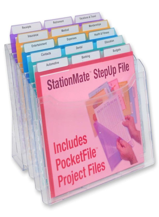 Ultimate Office StationMate Desktop Organizer (Includes 18, 3rd-Cut PocketFiles). Complete Project Manager and File Sorter for The Office or Home with an Incline Design Puts All Files in Clear View - Image 1