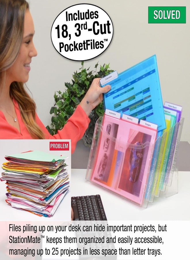 Ultimate Office StationMate Desktop Organizer (Includes 18, 3rd-Cut PocketFiles). Complete Project Manager and File Sorter for The Office or Home with an Incline Design Puts All Files in Clear View - Image 2