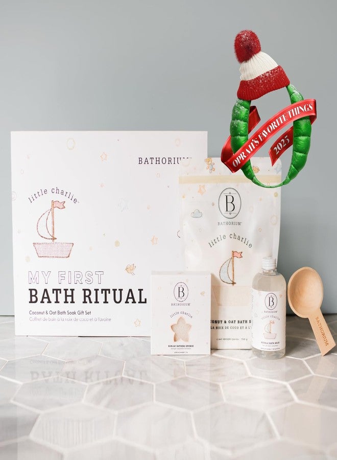 Bathorium Little Charlie My First Bath Ritual Gift Set, Bath Kit with Oat, Coconut & Organic Oils, Soothing Soak, Bubble Bath, Konjac Sponge & Scoop, Gentle, Fragrance-Free Skincare for Babies - Image 2
