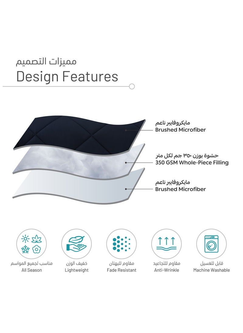 طقم مفرش روزا سادة 6 قطع مقاس مزدوج 240 × 260 سم بحشوة ثابتة أزرق