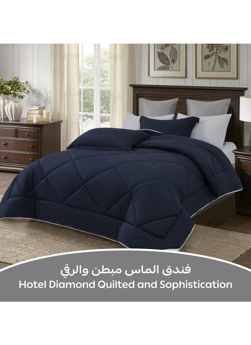 طقم مفرش روزا سادة 6 قطع مقاس مزدوج 240 × 260 سم بحشوة ثابتة أزرق