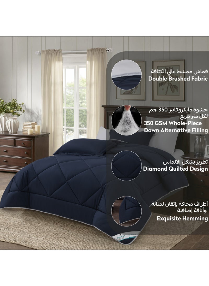 طقم مفرش روزا سادة 6 قطع مقاس مزدوج 240 × 260 سم بحشوة ثابتة أزرق