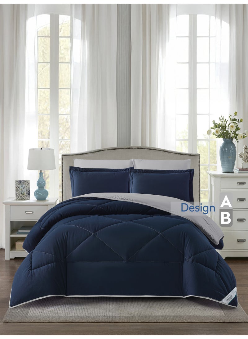 Donetella Bedding Comforter Set, Fits 200x200 cm King Size Bed - 6-Pcs Solid Quilted Bed Set, Microfiber Fabric - 1 Comforter, 1 Fitted Sheet, 2 Pillow Shams, 2 Pillowcases - Image 5