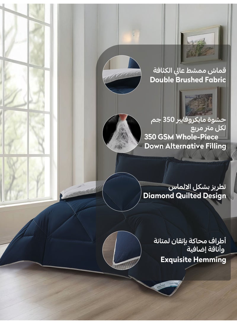 Donetella Bedding Comforter Set, Fits 200x200 cm King Size Bed - 6-Pcs Solid Quilted Bed Set, Microfiber Fabric - 1 Comforter, 1 Fitted Sheet, 2 Pillow Shams, 2 Pillowcases - Image 4