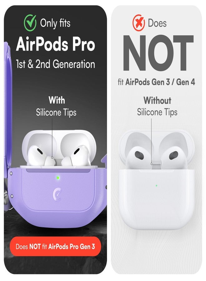 كايودز جراب KeyBudz ElementProof لسماعات AirPods Pro 2، حماية متينة ومقاومة للماء بالكامل، جراب صلب مزود بحلقة تعليق، لون بنفسجي لافندر - Image 2