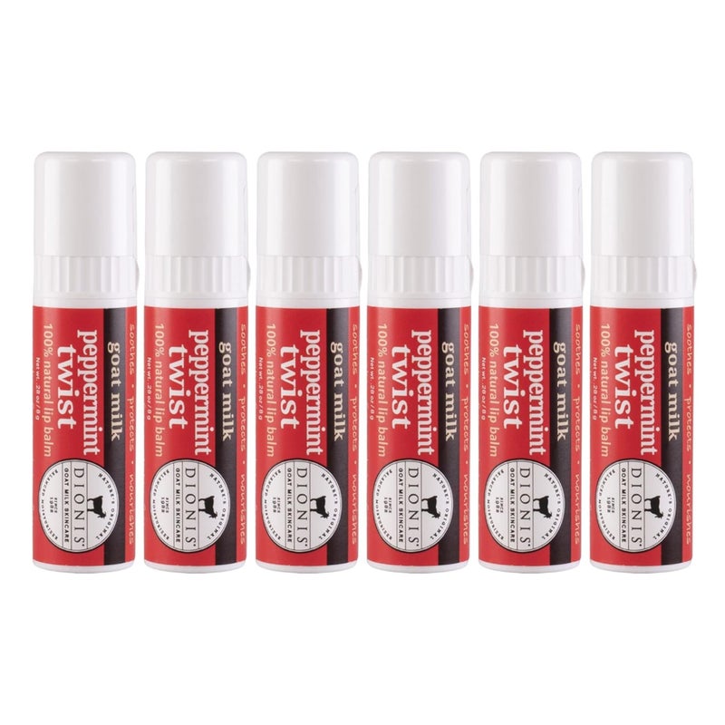 Dionis - Goat Milk Skincare Scented Lip Balm, Set of 6 (0.28 oz), Moisturize Dry and Chapped Lips, Cruelty-free and Paraben-free (Peppermint Twist) - Image 1