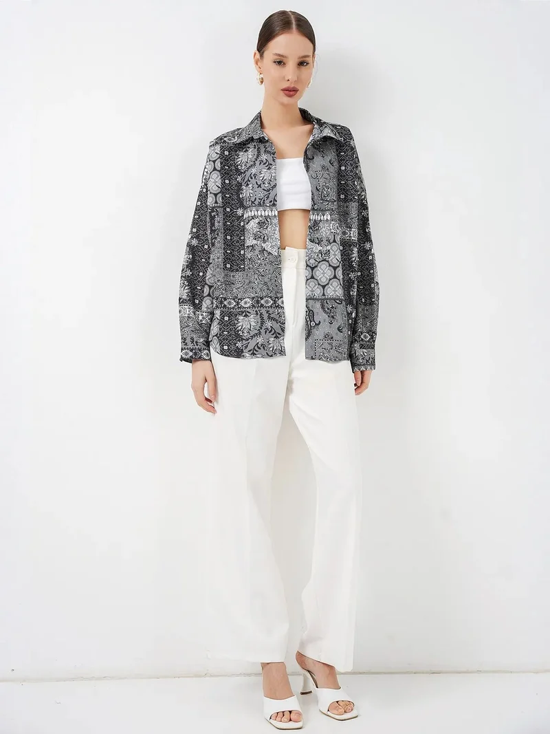 بيغ دارت BDART Oversized Paisley Print Button-Up Shirt