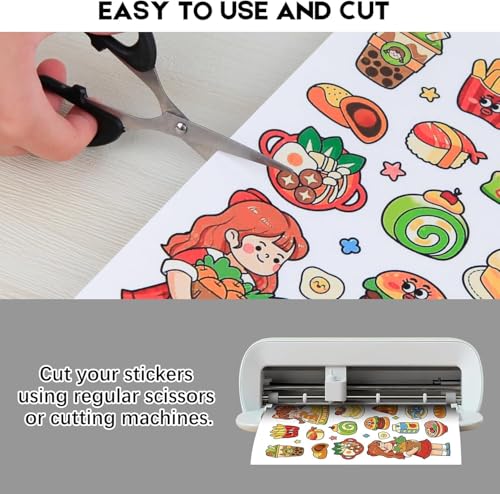 Aevdor 30 Sheets Premium Printable Vinyl Sticker Paper for Inkjet Printer, Glossy White Waterproof, Dries Quickly, Vivid Colors, 8.5x11 Inkjet Vinyl Sticker Paper Great for Cutting Machines - Image 4