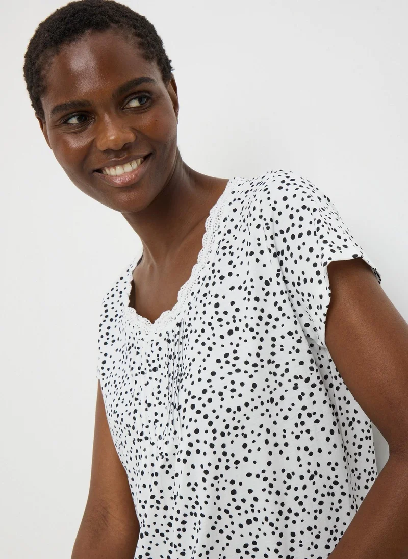 Matalan Cream Spot Print Lace Nightie
