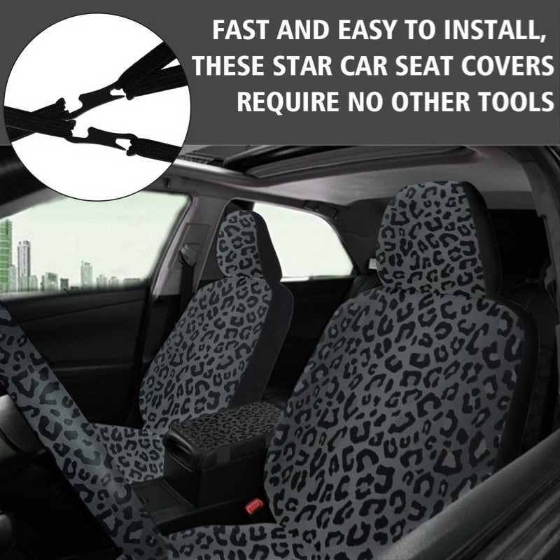 JINGSEN 15 Pcs Black Leopard Print Printing Car Steering Wheel Cover Center Console Armrest Pad Headrest Seat Belt Cover Handbrake Cover Keychain Coaster Full Set Car SUV - Image 2