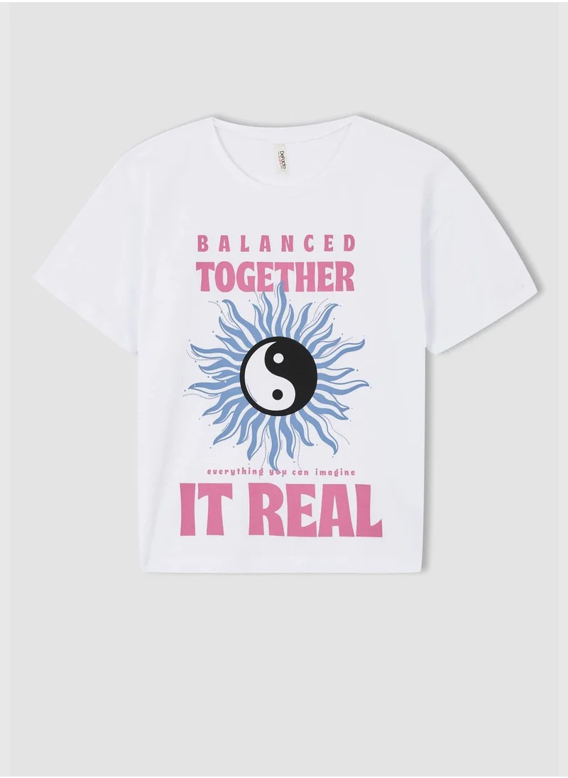 DeFacto Regular Fit Short Sleeve Slogan Print T-Shirt