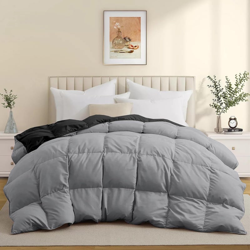 BEDDY FUSION Heavy Winter 600 GSM Comforter Double Bed Size 90X100 600 GSM Microfiber Super Soft Fluffy for Winter ComforterRajaiDuvetBlanket Double Bed BlackSilver Grey Color - Image 2
