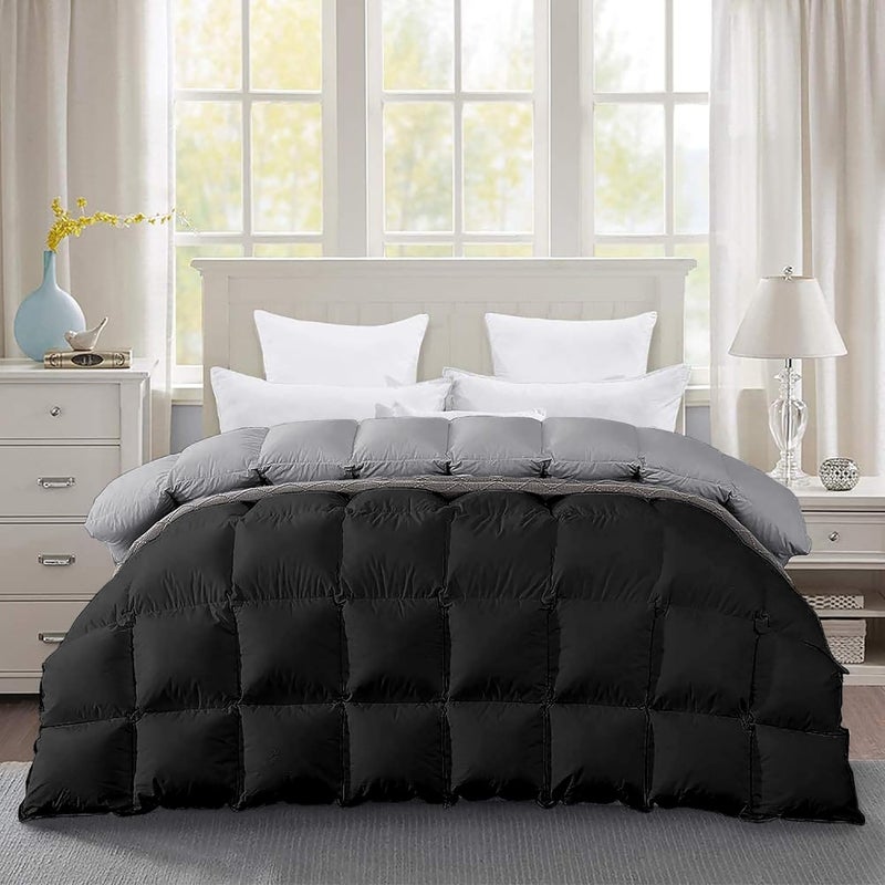 BEDDY FUSION Heavy Winter 600 GSM Comforter Double Bed Size 90X100 600 GSM Microfiber Super Soft Fluffy for Winter ComforterRajaiDuvetBlanket Double Bed BlackSilver Grey Color - Image 1