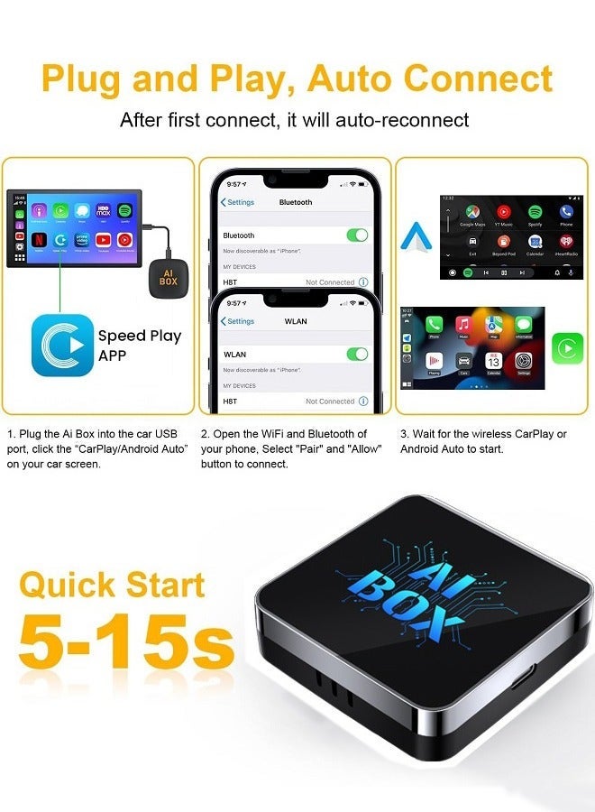 Makrystorm 2026 Newest Wireless CarPlay AI box Adaptor and Android Auto Wireless Adaptor - Magic Link CarPlay Ai Box-Support YouTube/TF Card/U Disk for Wired to Wireless CarPlay Dongle for Wired CarPlay Cars Plug & Play - Image 5