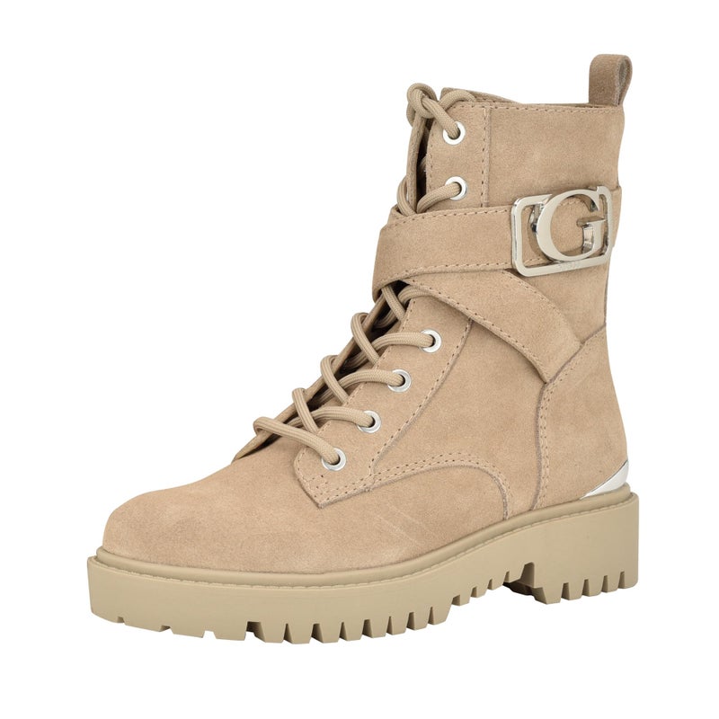 GUESS Women's ORANA Combat Boot, Taupe Suede 240, 9.5 - Image 4
