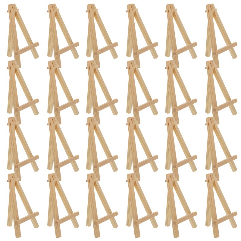 US Art Supply 5 Mini Easel 24 Pack Natural Wooden AFrame Tabletop Display Stand Mini Easel Stand Small Easels for Display Small Canvases Crafts Business Cards Signs Photos Gifts
