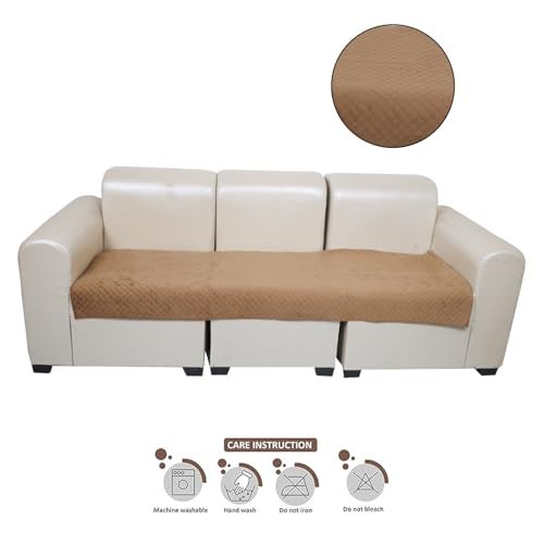 KINGLY Velvet Quilted L-Shape 7 Seater (4+3) Universal Sofa Protector – Premium Non-Slip Fit, Machine Washable Couch Mat for L-Shaped Sofa Set in Living Room (Harvest Gold, 2pc Set – 23x27 & 90x27) - Image 5