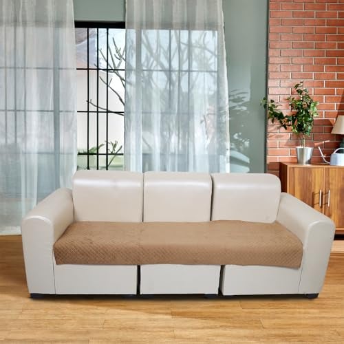 KINGLY Velvet Quilted L-Shape 7 Seater (4+3) Universal Sofa Protector – Premium Non-Slip Fit, Machine Washable Couch Mat for L-Shaped Sofa Set in Living Room (Harvest Gold, 2pc Set – 23x27 & 90x27) - Image 4
