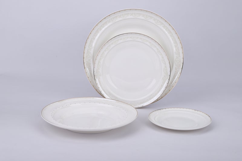 alsaifhome Luxury porcelain dinnerware set - 38 pieces, white with gold accents - Image 3