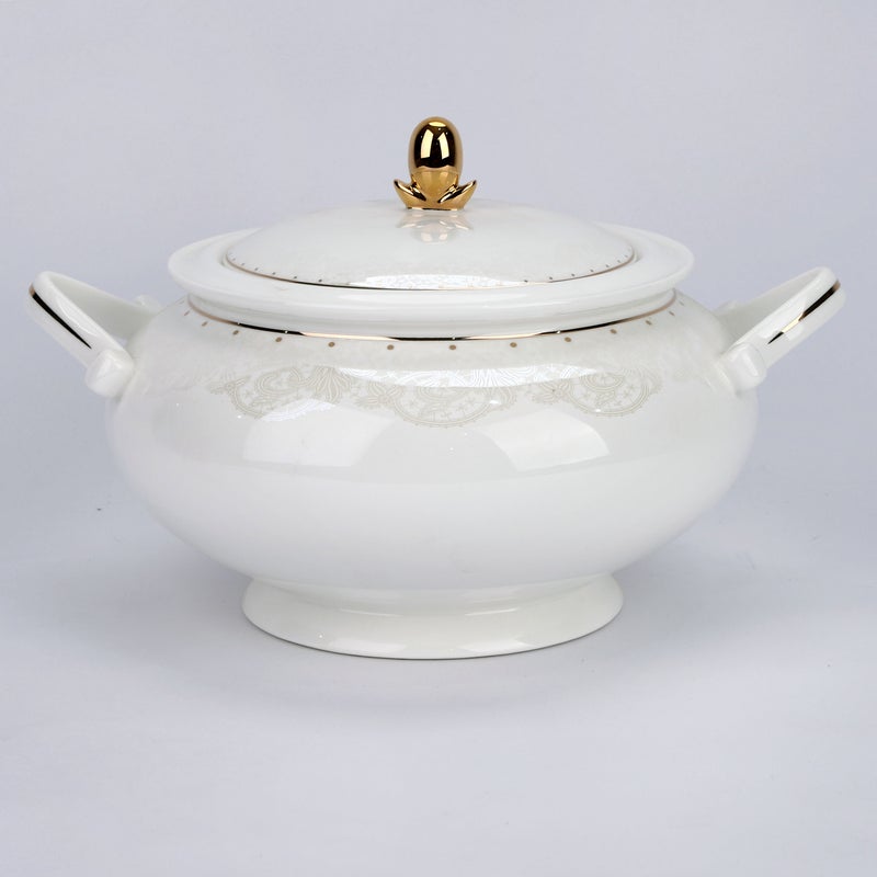 alsaifhome Luxury porcelain dinnerware set - 38 pieces, white with gold accents - Image 2