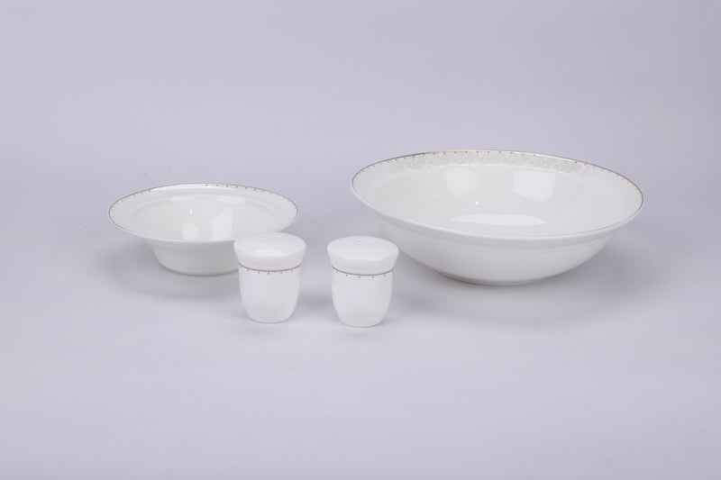 alsaifhome Luxury porcelain dinnerware set - 38 pieces, white with gold accents - Image 4