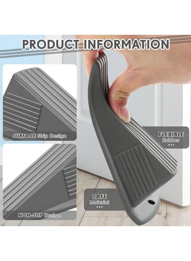 Frienda 8 Pcs Jumbo Door Stoppers Heavy Duty Door Stopper Tall up to 2inch Tall Wedge TPR Large Door Wedge Stackable Big Rubber Door Stop for Hotel Carpet Hardwood Concrete and Tile (Gray) - Image 3