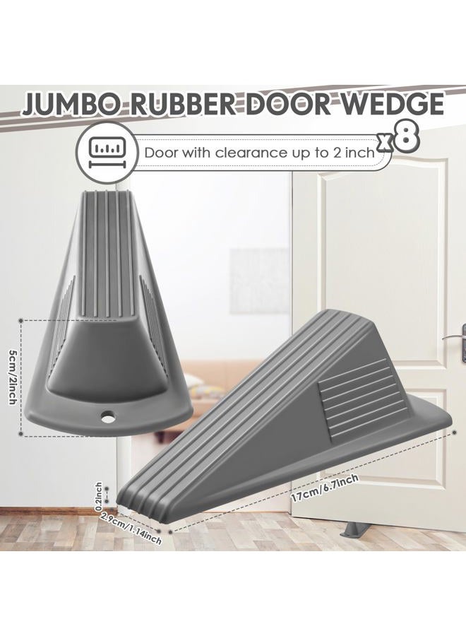 Frienda 8 Pcs Jumbo Door Stoppers Heavy Duty Door Stopper Tall up to 2inch Tall Wedge TPR Large Door Wedge Stackable Big Rubber Door Stop for Hotel Carpet Hardwood Concrete and Tile (Gray) - Image 2