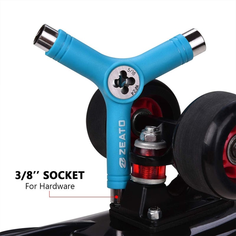 Zeato All-in-One Skate Tools Multi-Function Portable Skateboard T Tool Accessory with T-Type Allen Key and L-Type Phillips Head Wrench Screwdriver - Image 5