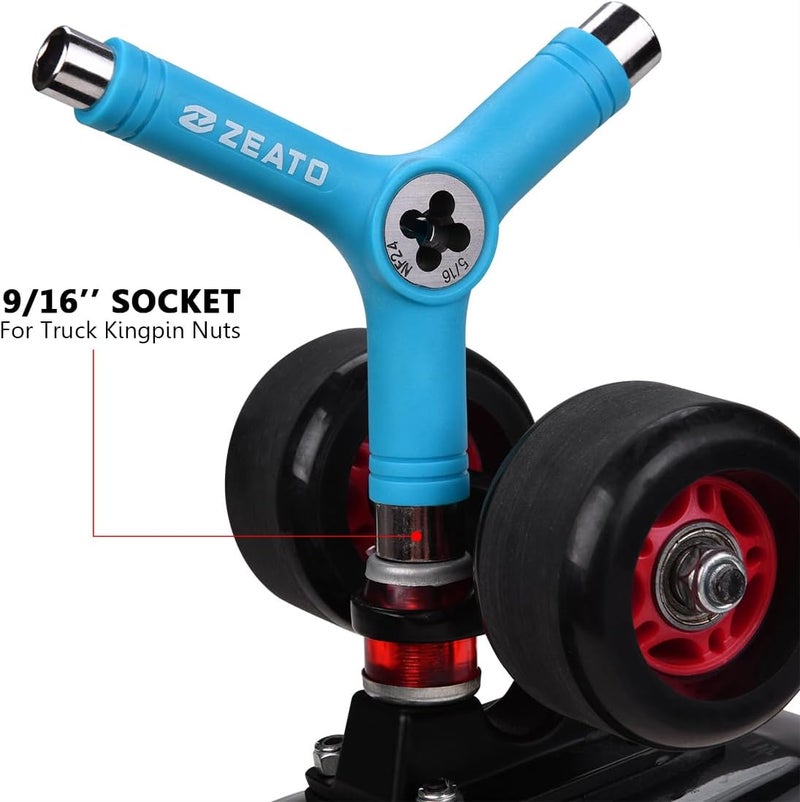 Zeato All-in-One Skate Tools Multi-Function Portable Skateboard T Tool Accessory with T-Type Allen Key and L-Type Phillips Head Wrench Screwdriver - Image 3