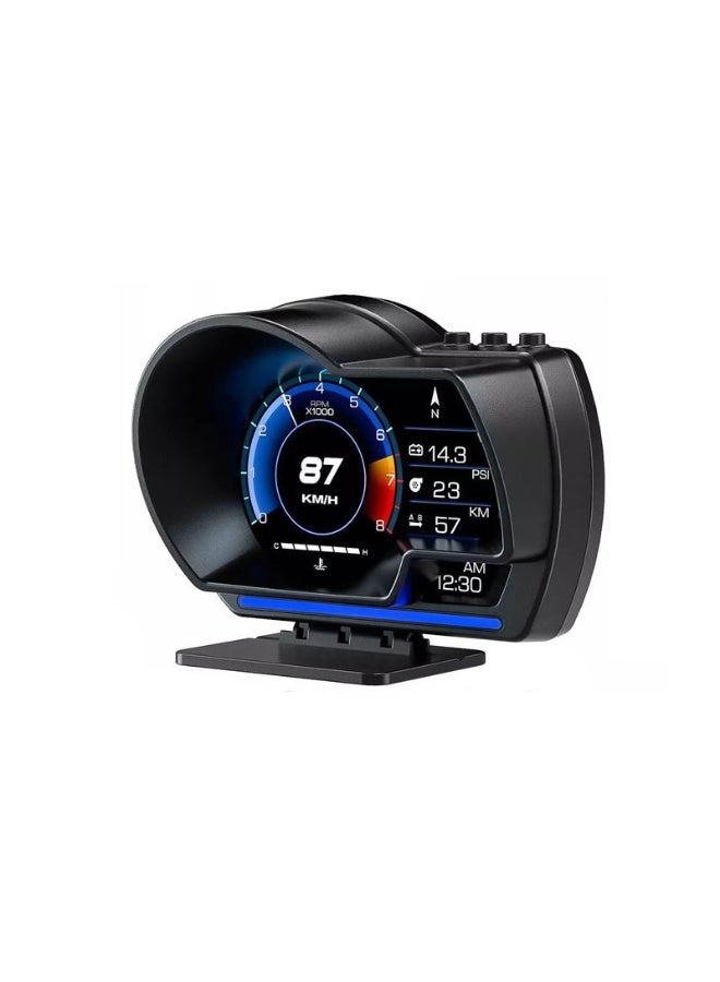 شاشة عرض معلومات السيارة (HUD)، مقياس ذكي OBDⅡ+GPS، عداد سرعة عالي الدقة، أداة تشخيص أعطال السيارة، إزالة رموز أعطال OBD، قيادة آمنة، إنذار تجاوز السرعة، لجميع المركبات (أسود) - Image 1