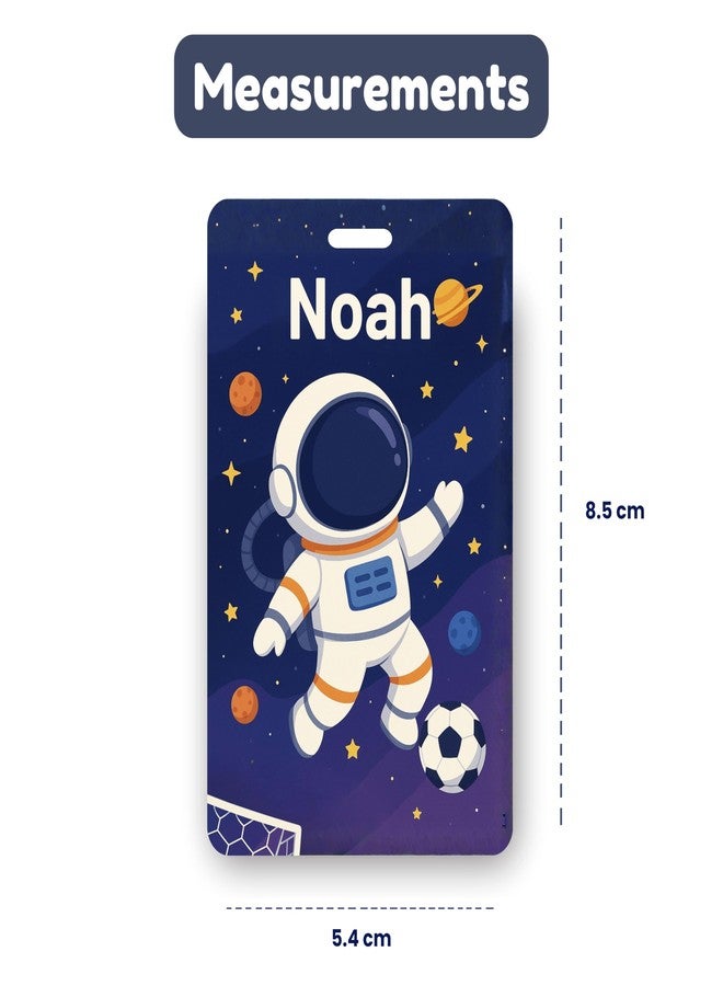Kidzook Personalized Name Bag Tag | Custom Luggage Tag for Kids & Adults - PVC Luggage Tag for Travel, School, Office, Camping | Astro Theme Design with Silicone Strap (Pack of 1) - Image 5