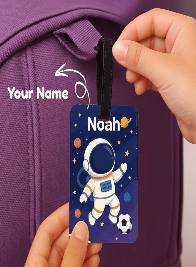 Kidzook Personalized Name Bag Tag | Custom Luggage Tag for Kids & Adults - PVC Luggage Tag for Travel, School, Office, Camping | Astro Theme Design with Silicone Strap (Pack of 1) - Image 2