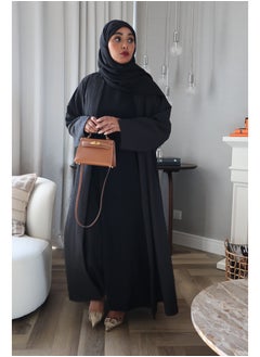 Jimmy Le Bond Textured Waves Abaya with Matching Scarf – Premium Modest Wear (Black)  - Image 1