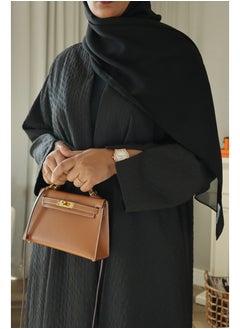 Jimmy Le Bond Textured Waves Abaya with Matching Scarf – Premium Modest Wear (Black)  - Image 2