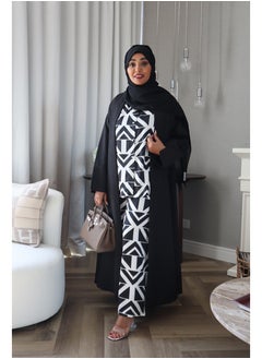 Jimmy Le Bond Textured Waves Abaya with Matching Scarf – Premium Modest Wear (Black)  - Image 4