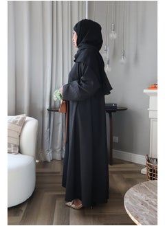 Jimmy Le Bond Textured Waves Abaya with Matching Scarf – Premium Modest Wear (Black)  - Image 3