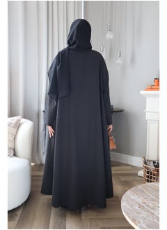 Jimmy Le Bond Textured Waves Abaya with Matching Scarf – Premium Modest Wear (Black)  - Image 5
