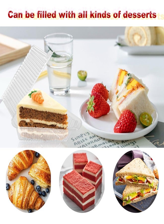 Tivcck 100 Pcs Cake Slice Plastic Container, Clear Individual Pie Slice Containers, 4 Inch Hinged Lid Cheesecake Containers for Take Out Packaging,Home,Bakery, Cafe, Flan, Desserts - Image 5