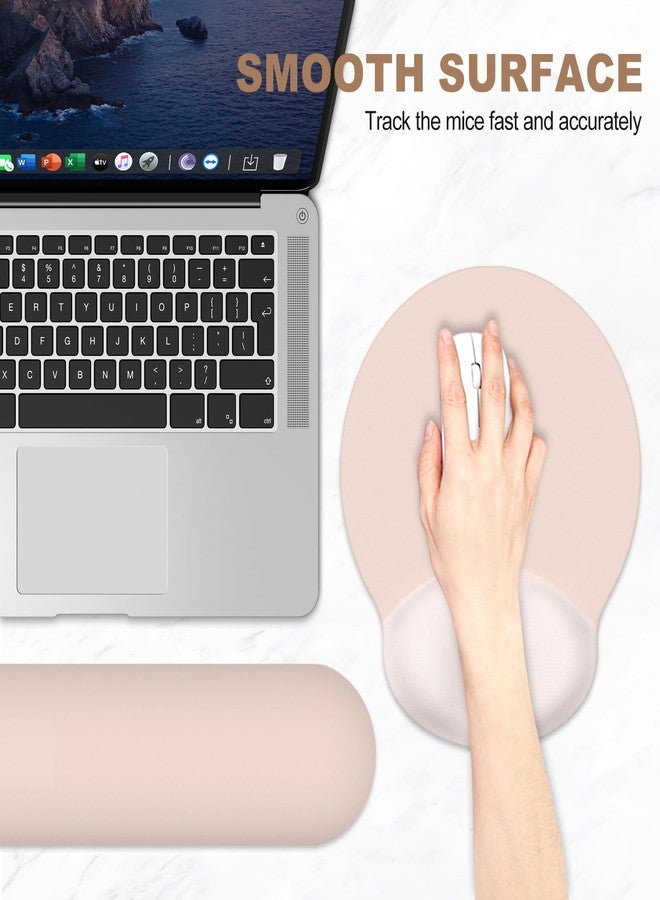 AIMSA Mouse Pad with Wrist Rest Support, Keyboard Wrist Rest Set, Ergonomic Memory Foam Mousepad for Computer Keyboard, Easy Typing and Pain Relief, Apricot - Image 5