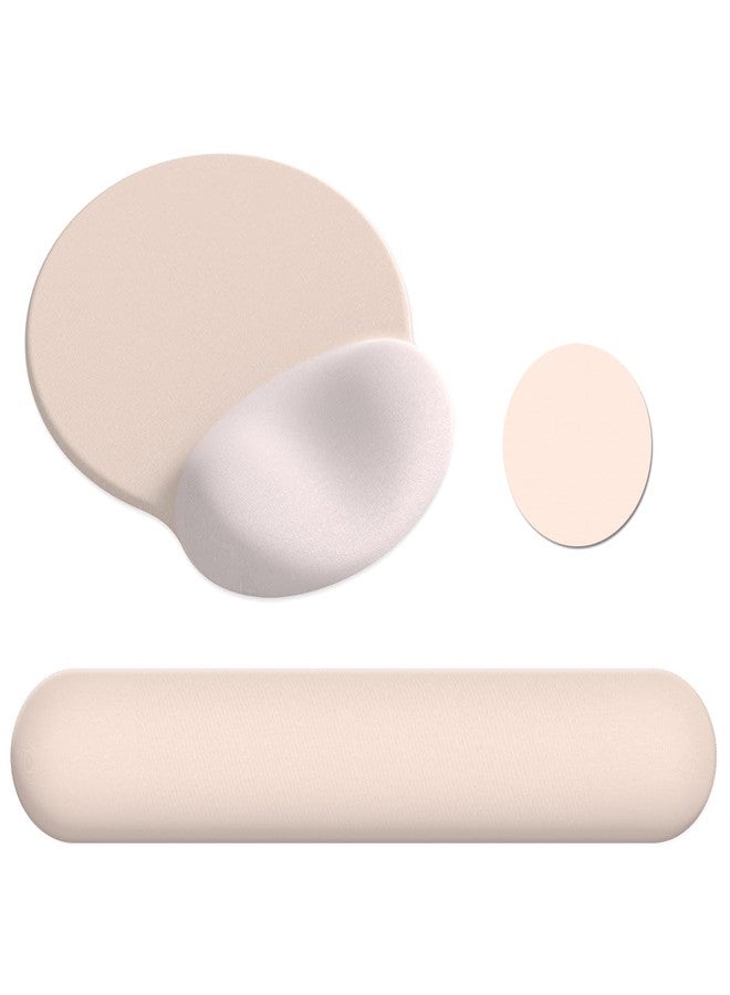 AIMSA Mouse Pad with Wrist Rest Support, Keyboard Wrist Rest Set, Ergonomic Memory Foam Mousepad for Computer Keyboard, Easy Typing and Pain Relief, Apricot - Image 1