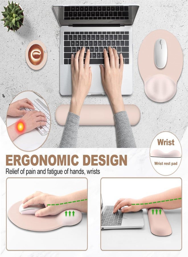 AIMSA Mouse Pad with Wrist Rest Support, Keyboard Wrist Rest Set, Ergonomic Memory Foam Mousepad for Computer Keyboard, Easy Typing and Pain Relief, Apricot - Image 3