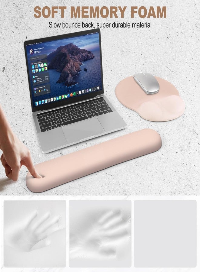 AIMSA Mouse Pad with Wrist Rest Support, Keyboard Wrist Rest Set, Ergonomic Memory Foam Mousepad for Computer Keyboard, Easy Typing and Pain Relief, Apricot - Image 4