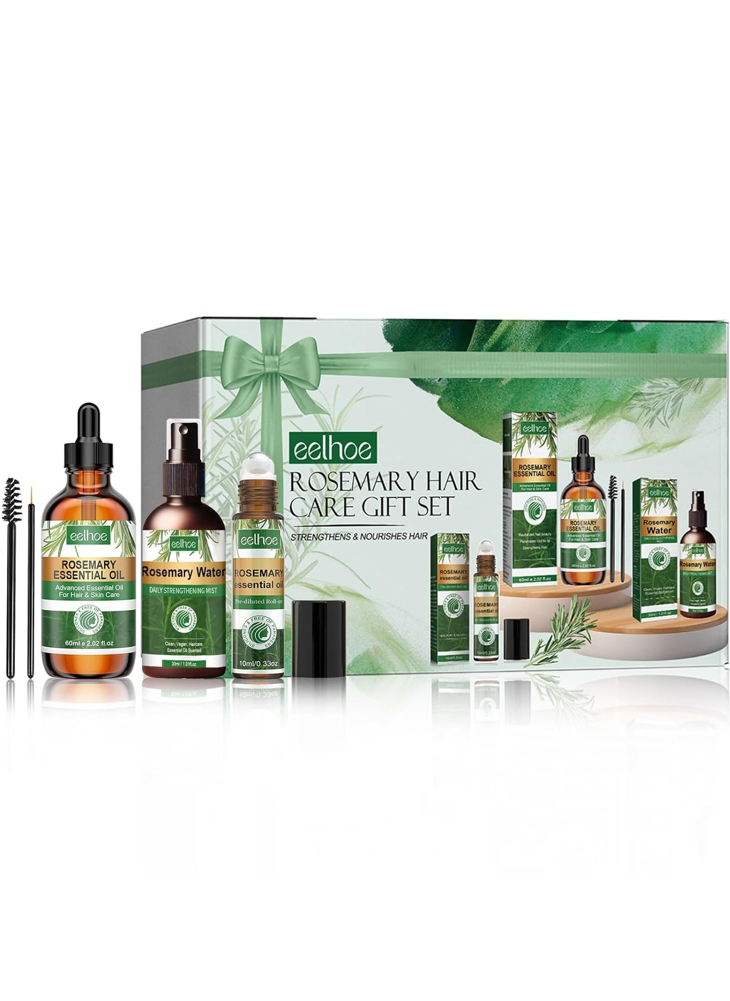 EELHOE Rosemary Hair Care Gift Set Pure Rosemary Oil Natures Spell Rosemary Oil Pure Oil For Eyelash's, Eyebrows, Face, Body Hair & Skin Care, Hair Growth 