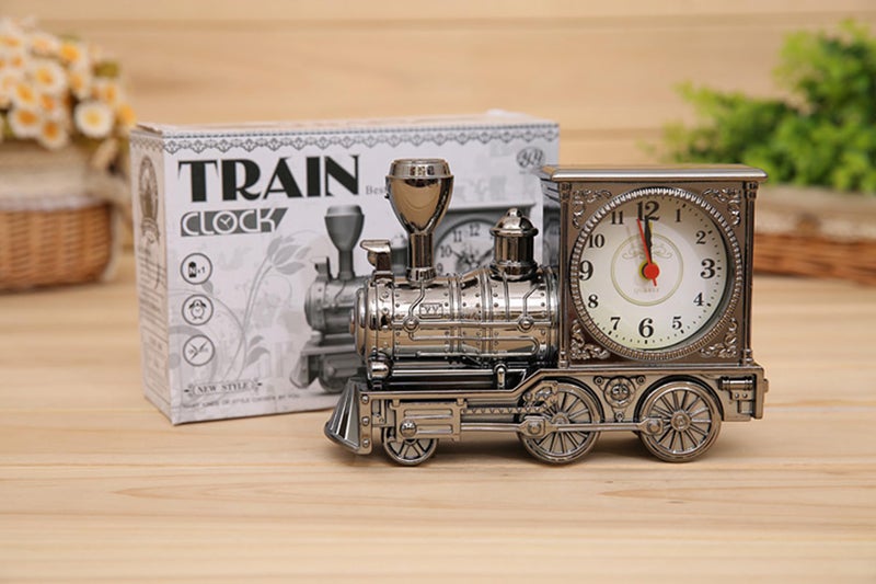 Spiaty Plastic Train Analog Desk Alarm Clock, Black - Image 4