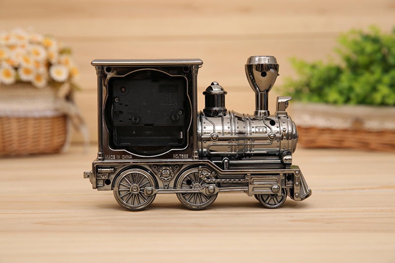 Spiaty Plastic Train Analog Desk Alarm Clock, Black - Image 3