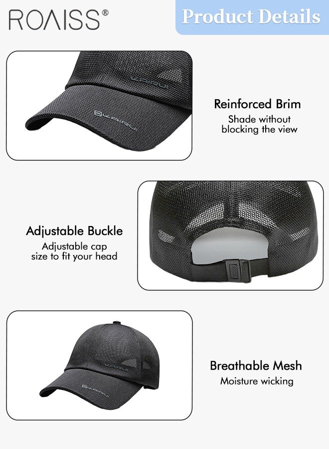 roaiss Summer Mesh Baseball Cap for Men Women Adjustable Breathable Cap Outdoor Sports Quick Dry Cool Running Hat Casual Trucker Hat - Image 5